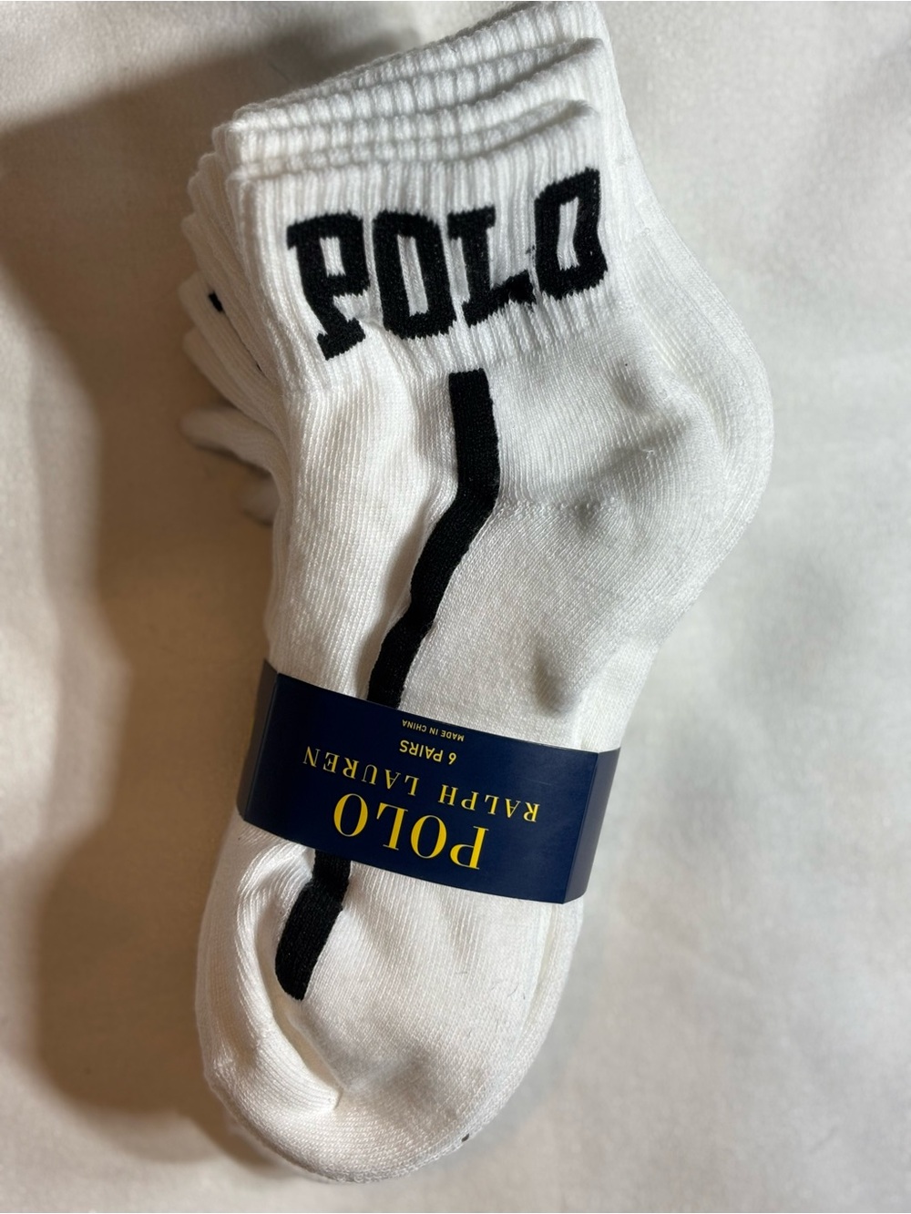 6 PAIR POLO RALPH LAUREN WOMEN ANKLE  LOGO SOCKS WHITE/ BLACK SIZE 9-11 New
